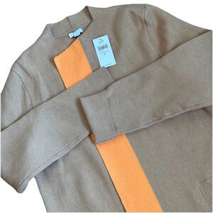 J.Jill Cardigan Open Front Camel Tan Pumpkin Orange Sz S Minimalist Chic Office